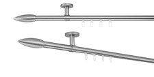 Bastone per tende su misura corsa interna Cardo distanza soffitto 4 cm colore: effetto acciaio inox