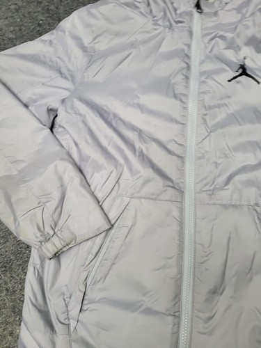 Jordan Jacket Boys Large Gray Puffer Windbreaker Full Zip Hooded Jumpman Casual - Picture 7 of 16