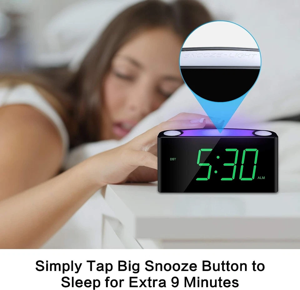 Reloj Despertador Digital para Dormitorio - Práctica Luz Nocturna, Grandes Números con Pantalla Foto 2 de 4