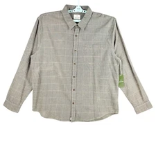 Mutual Weave Mens Long Sleeve Buttons Collared Flax Houndstooth Shirt Sz XXL NWT