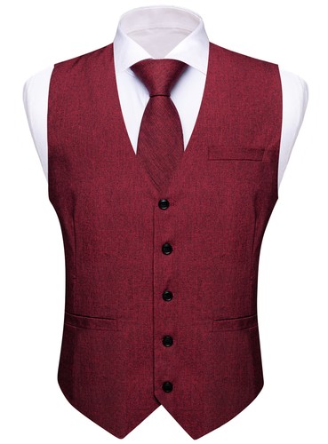 Men's Tuxedo Vest & Bowtie/Necktie Set, Classic Formal Waistcoat Paisley Floral - Picture 7 of 224