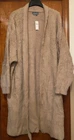 NWT Anthropologie Womens Duster Cardigan Sweater Open Long Size XL Light Sand