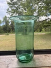 Vintage Handblown BLENKO?? 15” Aqua Green Blue Flat Top Vase Art Glass
