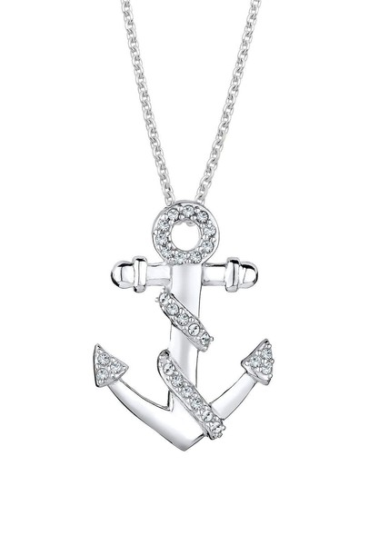 Elli Halskette Damen Mit AnhäNger Anker Kristalle In 925 Sterling Silber 45 Cm-image