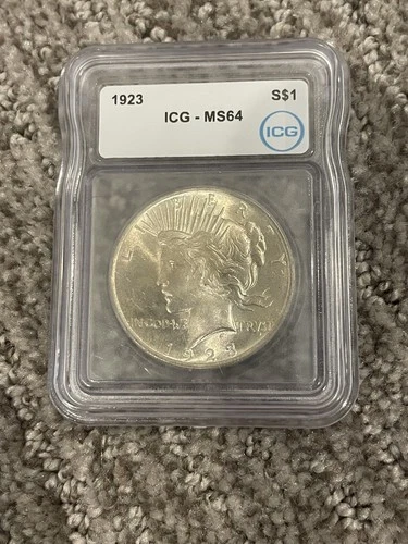1923 ICG MS 64 Peace Silver Dollar, Certified MS64, $1 Coin