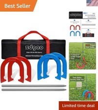 Outdoor Horseshoe Game Set - Portable Steel Horseshoes with Carrying Bag