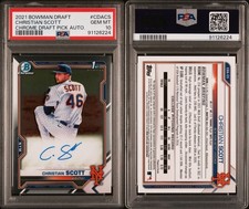 2021 BOWMAN CHROME DRAFT PICK AUTO#CDACS CHRISTIAN SCOTT NY METS PSA GEM MT 10