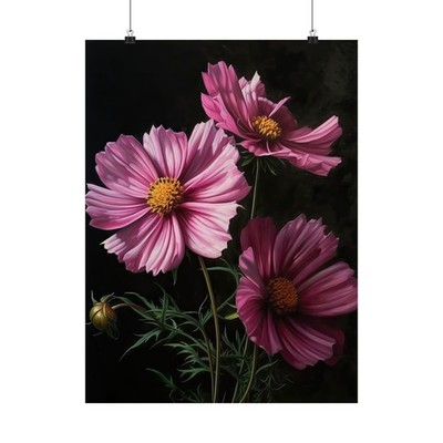 Pink Cosmos Flower Art Print, Flower Painting, Flower Décor, Floral Art Print