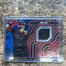 Noelvi Marte city connect game used patch Topps 2025 series 2 blue parallel /150