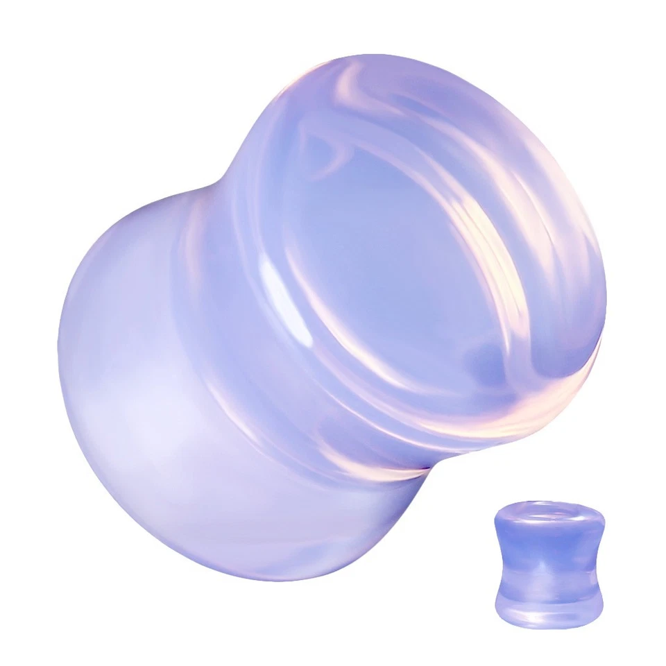 Um par de deliciosos plugues alargados de pedra opalita lavanda - Imagem 2 de 2