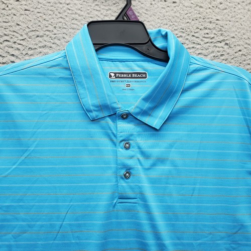 Pebble Beach Golf Performance Polo Shirt Mens 2XL Multi Striped Dry Luxe Stretch - 第 6/9 張圖片