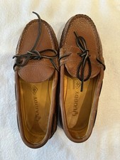 Quoddy women s Tan Leather Lodge Moc Slippers Size 7