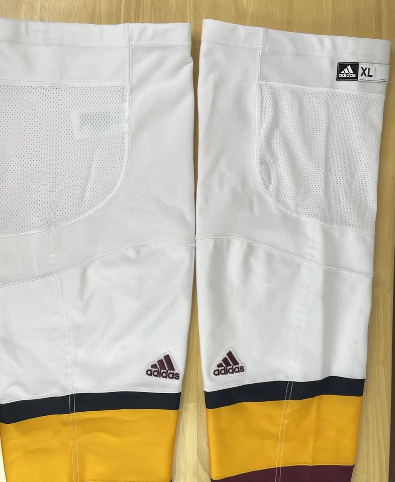 Adidas ASU Ice Hockey White/Burgundy Sleeve Set Pair 2 Team Issue Socks - Men XL - Image 2 of 4