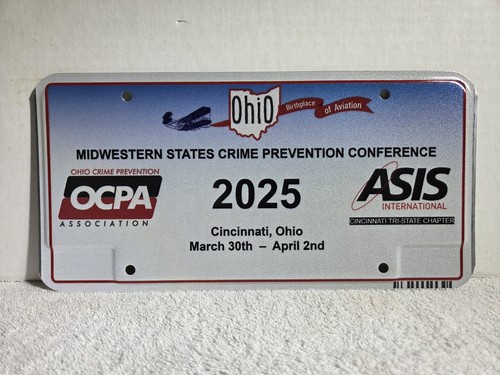Midwestern States Crime Prevention Conference Ohio Booster License Plate 