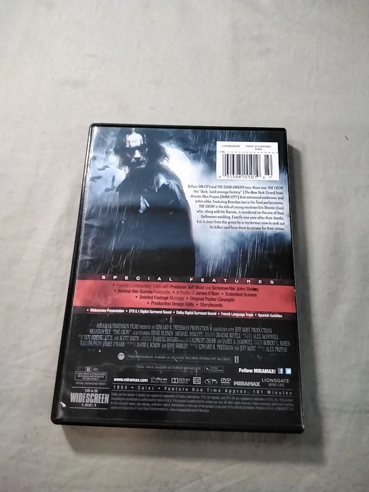 The Crow DVD 1994 2-Disc Set Widescreen Tested - Image 3 of 3
