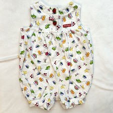 Vintage Oshkosh Baby B'gosh 90s White Allover Fruit Print Romper Girls 3-6M