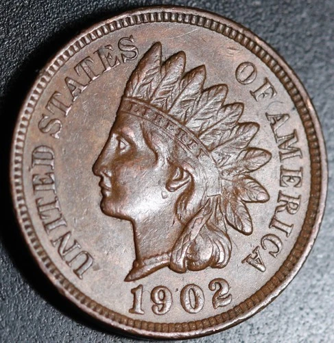 1902 INDIAN HEAD CENT - With LIBERTY & Near 4 DIAMONDS - AU UNC