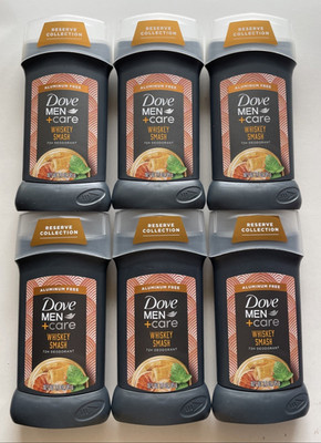6 Dove Men + Care Whiskey Smash 72H Deodorant Aluminum Free 3.0 oz. ea