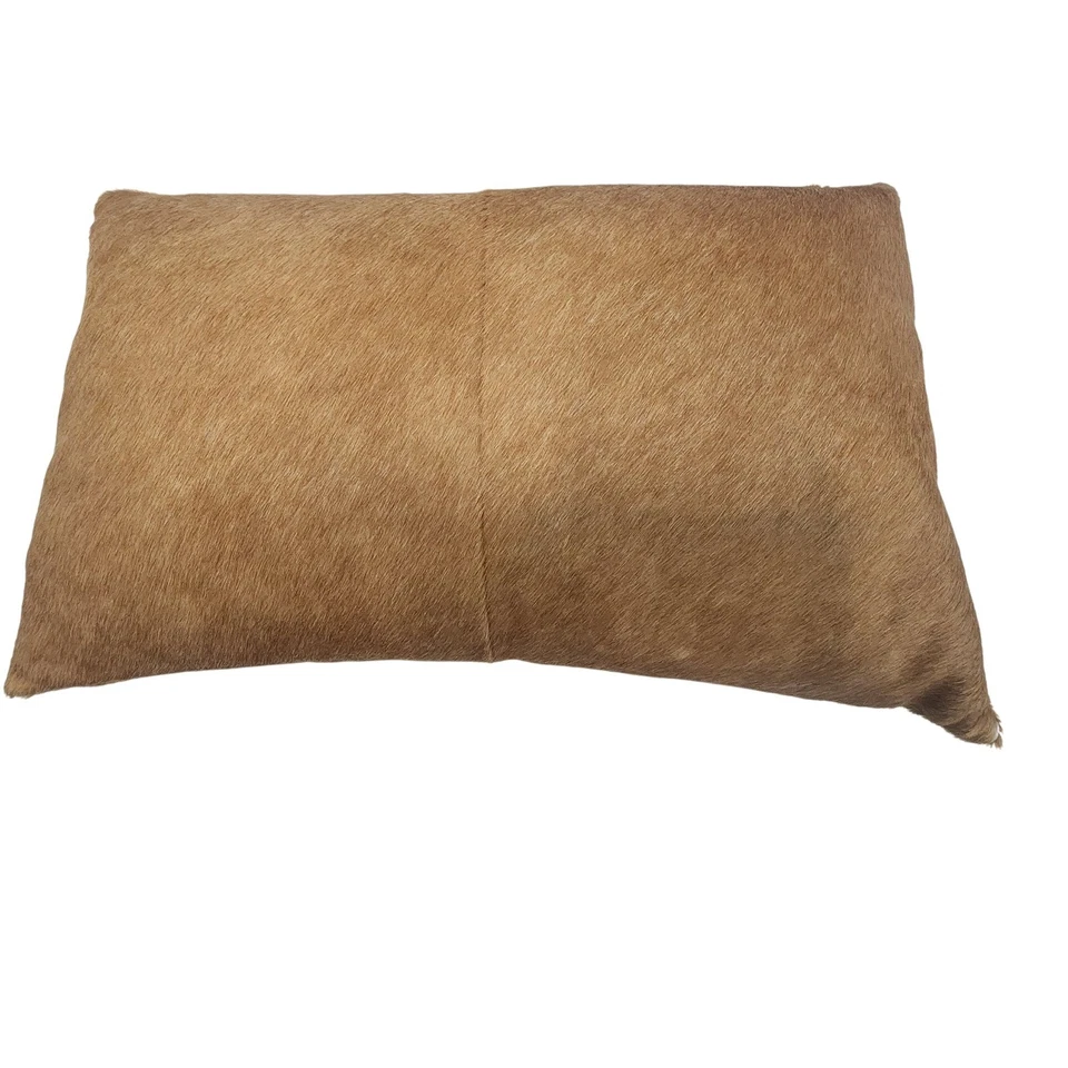 Restoration Hardware Leather Lumbar Pillow Brown Accent Throw Home Decor Mohair - Image 2 of 4