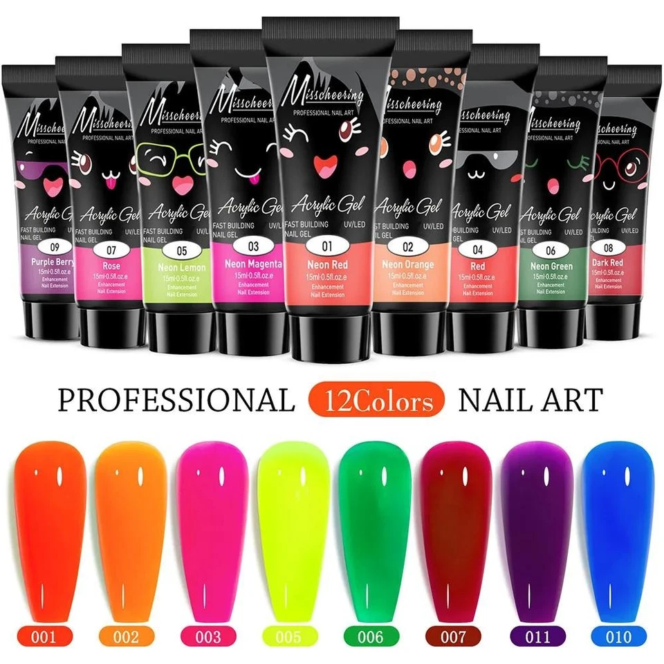Juego de 12 colores de gel de extensión de uñas Kit de gel UV para remojo Regalo de constructor para mujeres Foto 3 de 4