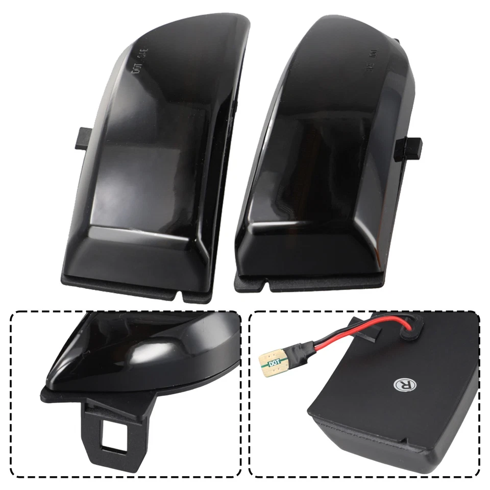 Dynamic Turn Signal Lights LED Plastic+LED Side Mirror Light Smoked Black - Image 3 of 4