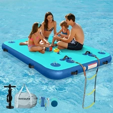 8 x 6FT Inflatable Floating Dock Floats, Inflatable Dock Floating Platform La...