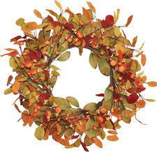 18-20 Inch Eucalyptus and Magnolia Fall Wreath with Pumpkin Berries