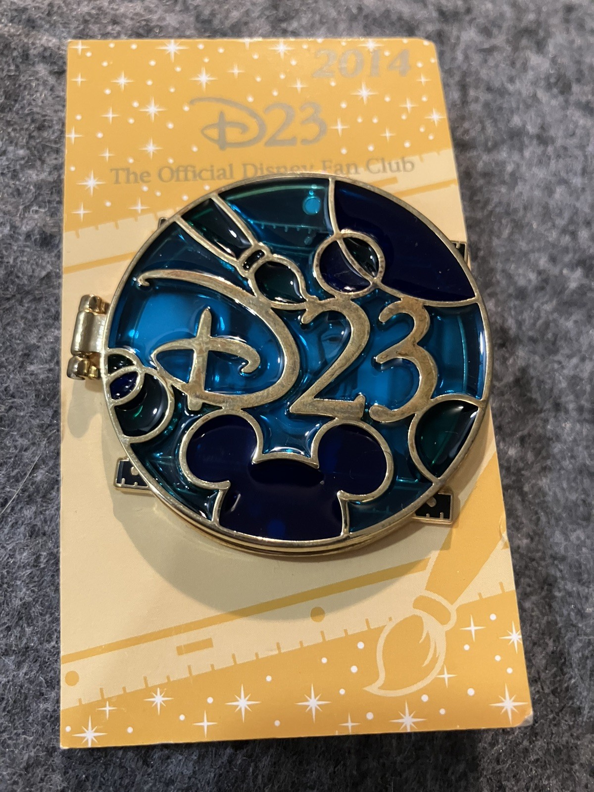 D23 - Walt Disney - Blue Stained Glass - 2014 - WDW - Hinged  Pin