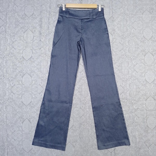 Vintage Boheme Flare Pants Womens 8 Y2K Figure Hugging Wide Leg Stretch BlueGrey