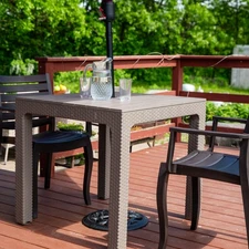 Square Polypropylene Outdoor Dining Table - Champagne - 29.5 in by Sunnydaze