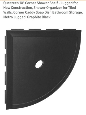 Questech 8''Corner Shower Shelf,Retrofit Shower Organizer for Tile Walls, Black