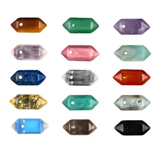 6PCS 8X22mm Double Terminated Hexagonal Pointed Beads Pendant for Jewelry Making
