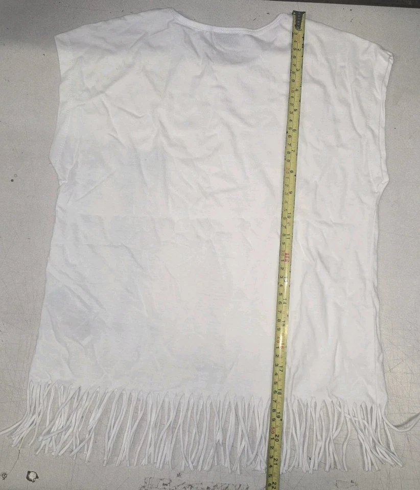 Girls Fringe Shirt Cassual White Top Size Medium 10-12 (From Europe) NEW no Tags - Image 4 of 4