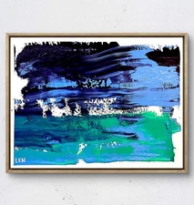 Laeknapes 12x9 Original Abstract Paper Museum Home Painting Artwork Sea Splatter