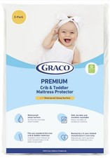 New Graco Premium Waterproof Crib and Toddler Mattress Protector White 2-Pack