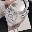 Pearl Heart Decorated Charger Cover And Accessories For iPhone