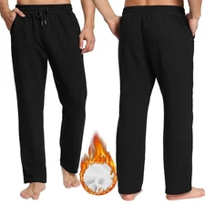 Men's Lounge Fleece Lined Sweatpants Loose Fit Gym Active Jogger Pants w/Pockets