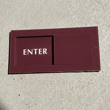 Enter/Do Not Enter Sliding Plastic Sign White Letters on Brown