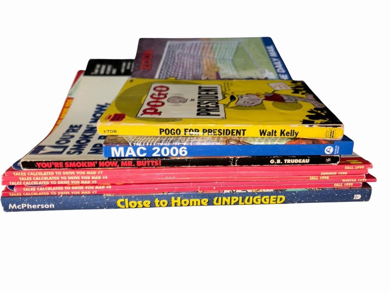 9 Vintage Cartoon Book Lot MAD Magazine Doonesbury Close to Home Daily Mail Mac