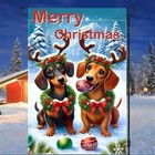 Dachshund Christmas Garden Flag Dbl Sided Holiday Dog Reindeer Yard Decor 12x18