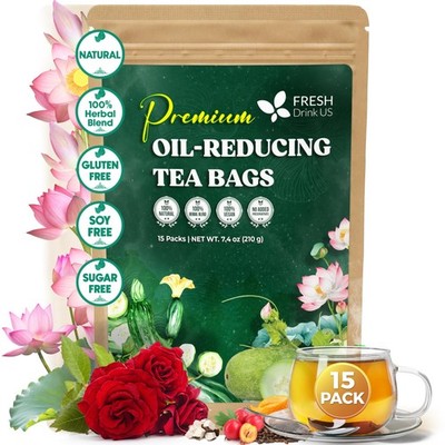 , 15 Packs of Oil Reducing Tea, Oil Cleansing for Liver, 10 Herbal Ingredient...
