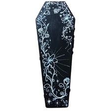 Coffin Case Guitar Case Black Red Spooky Gothic Floral Painting Whimsigoth Art