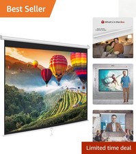 Manual Pull-Down Projector Screen - Universal 84-Inch Roll-Down Retractable Manu