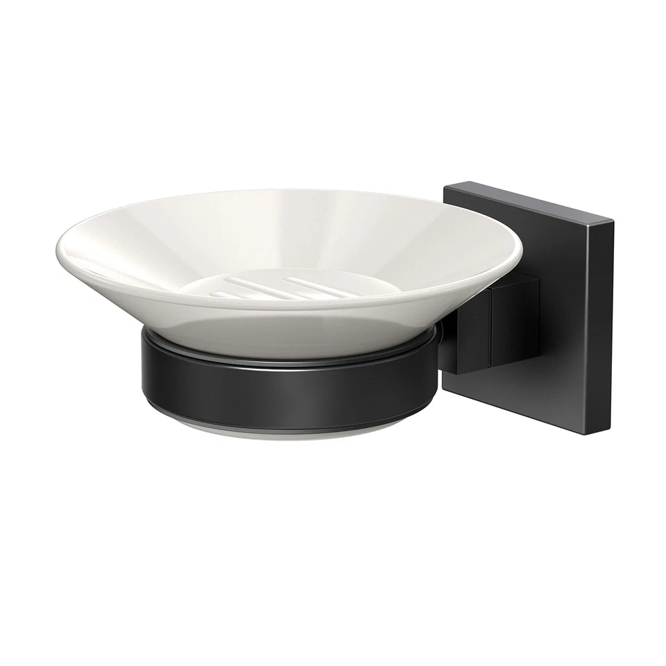 Soporte para jabonera Elevate 1942MX negro mate | montado en la pared 4,31" W X 2,10" H... Foto 2 de 4