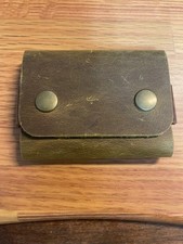 Mess Collection Distressed Leather Business Card/ID Holder, Brass Snap Closure