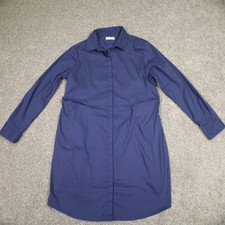 Untuckit Shirt Dress Womens Size 12 Blue Cotton Stretch Casual Business Wear
