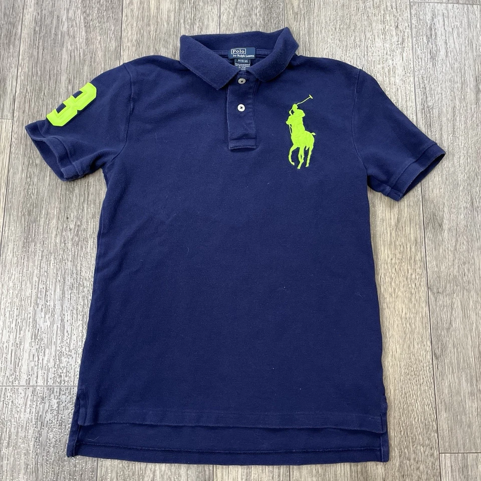 Polo Ralph Lauren Knit Polo Shirt Youth M 10-12 Navy Blue Classic Fit Big Pony - Image 2 of 4