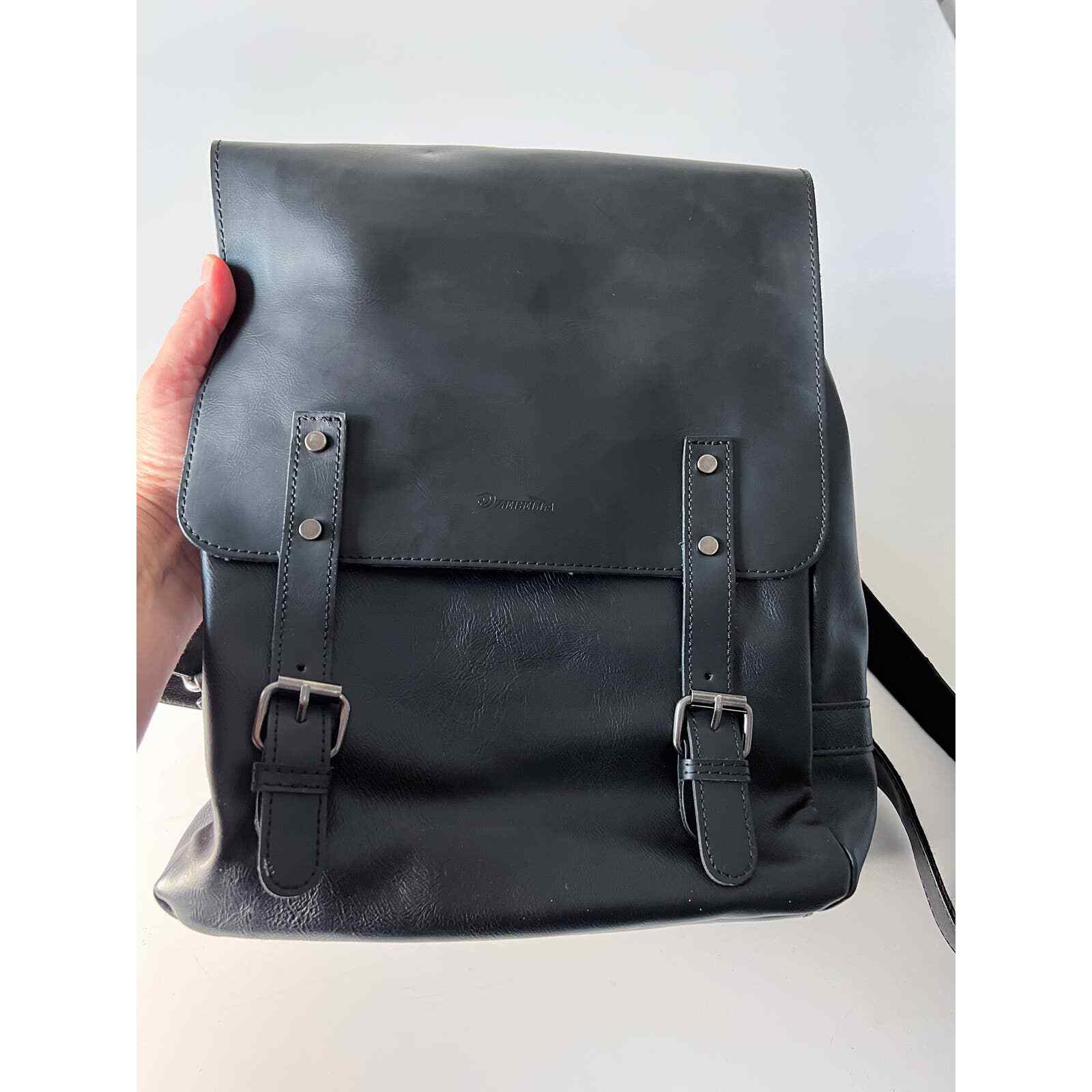 Zebella Womens Vegan Vintage Leather Backpack, Laptop, Travel - Black
