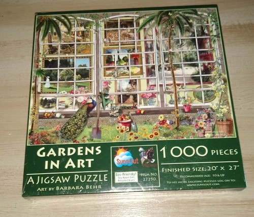 NEW RARE Gardens in Art : Art by Barbara Behr 1000 Jigsaw Puzzle 20 × 27 Sunsout - Picture 1 of 6