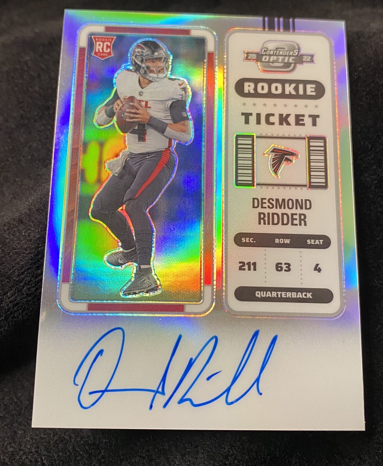 2022 Contenders Optic Desmond Ridder Silver Prizm Rookie Auto RC #114 Falcons